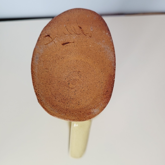 Studio Pottery Pitcher Vase Signed Hand Thrown Large Handle - Picture 13 of 14